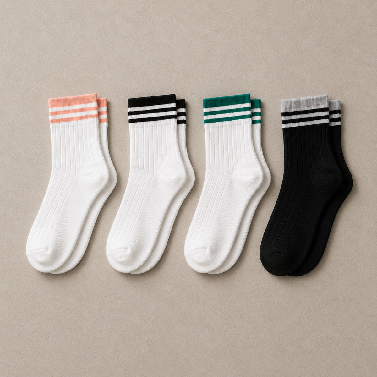 RUNOX Retro Socken in vier gestreiften Farbdesigns