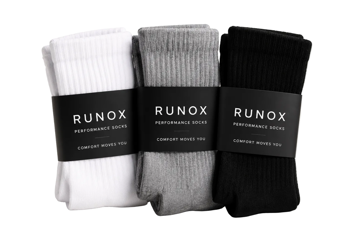 RUNOX Sockenpacks in Weiß, Grau und Schwarz